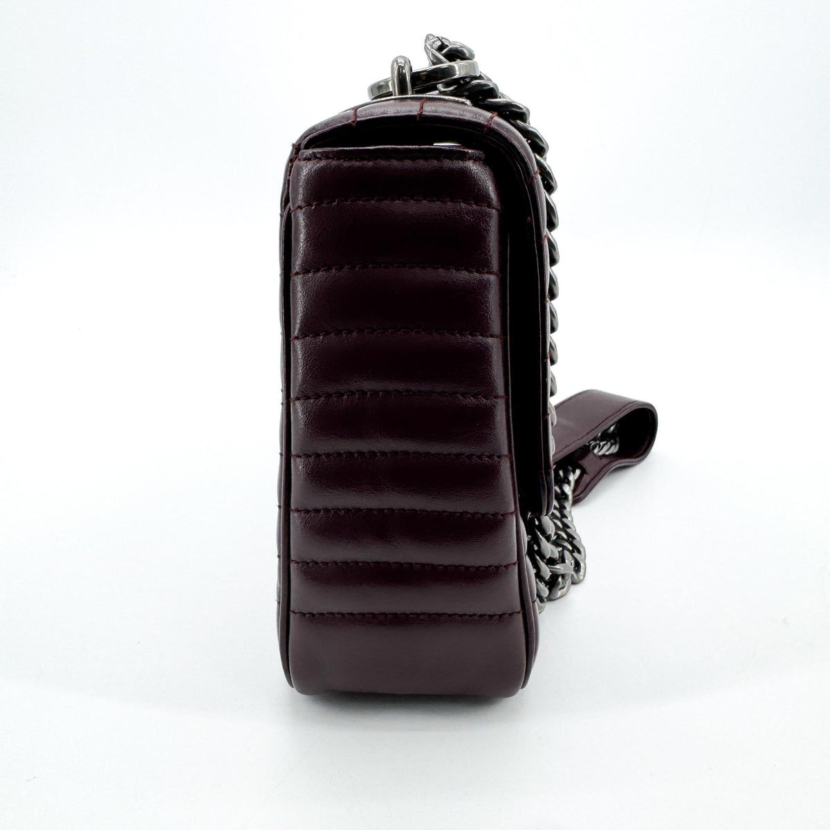 Prada Chain Flap Diagramme Quilted Leather Burgundy Leather Shoulder Bag Bag (Pre-Owned)