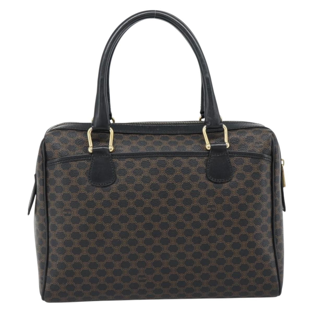 Celine Vintage Boston Macadam Coated Canvas Black Canvas Handbag (Pre-Owned)