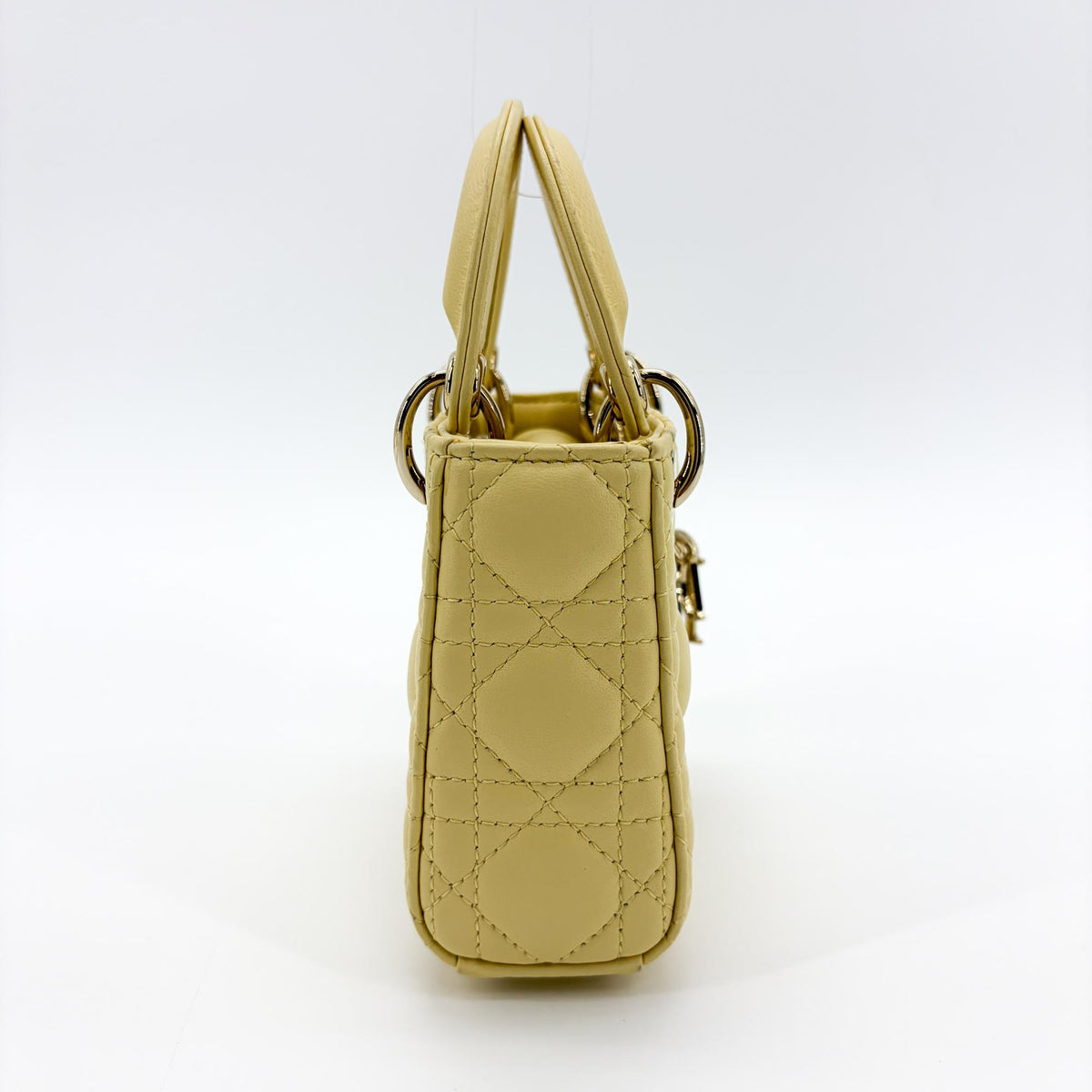 Christian Dior Lady Dior Lambskin Yellow Lamb Handbag (Pre-Owned)