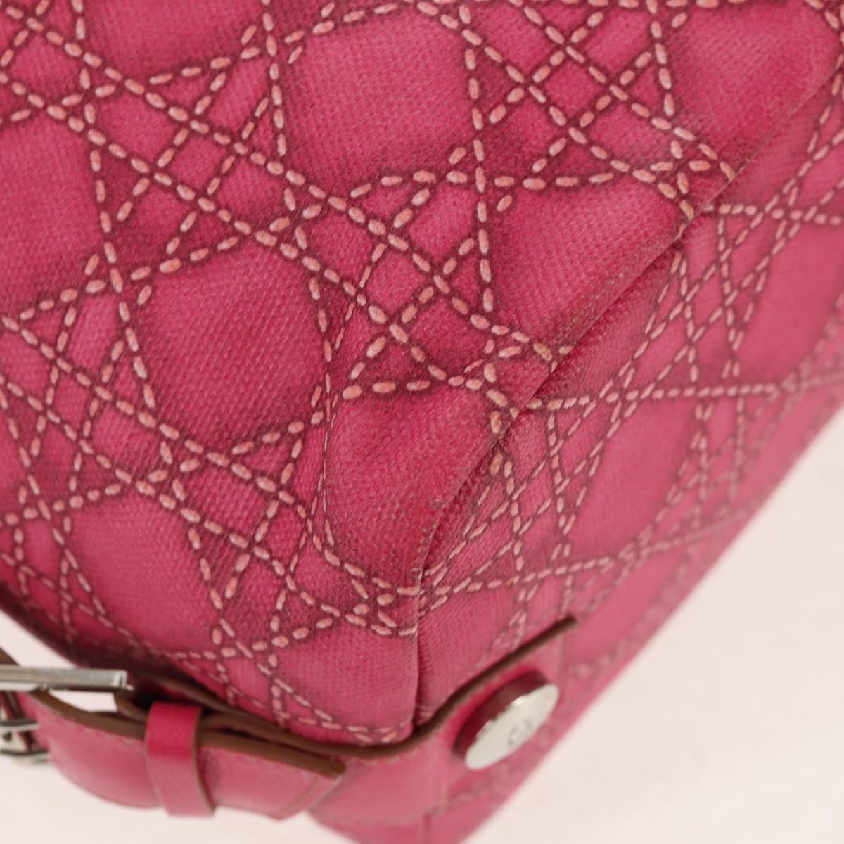 Christian Dior Cannage Canvas Pink Canvas Handbag (Pre-Owned)