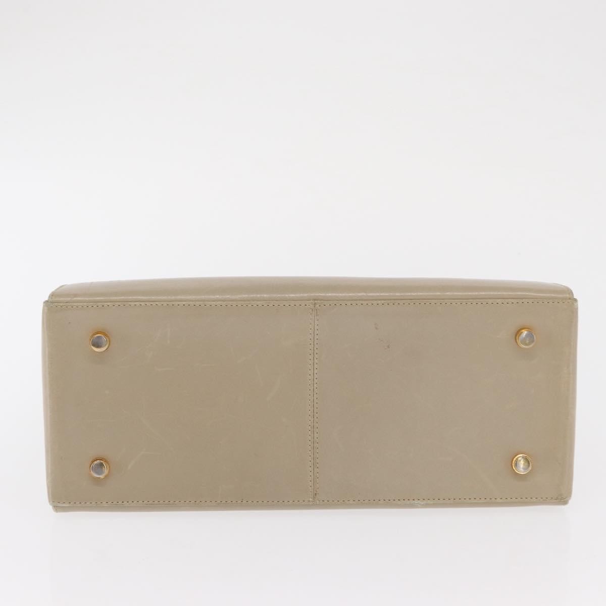 Salvatore Ferragamo Gancini Convertible Top Handle Leather Beige Leather Handbag (Pre-Owned)