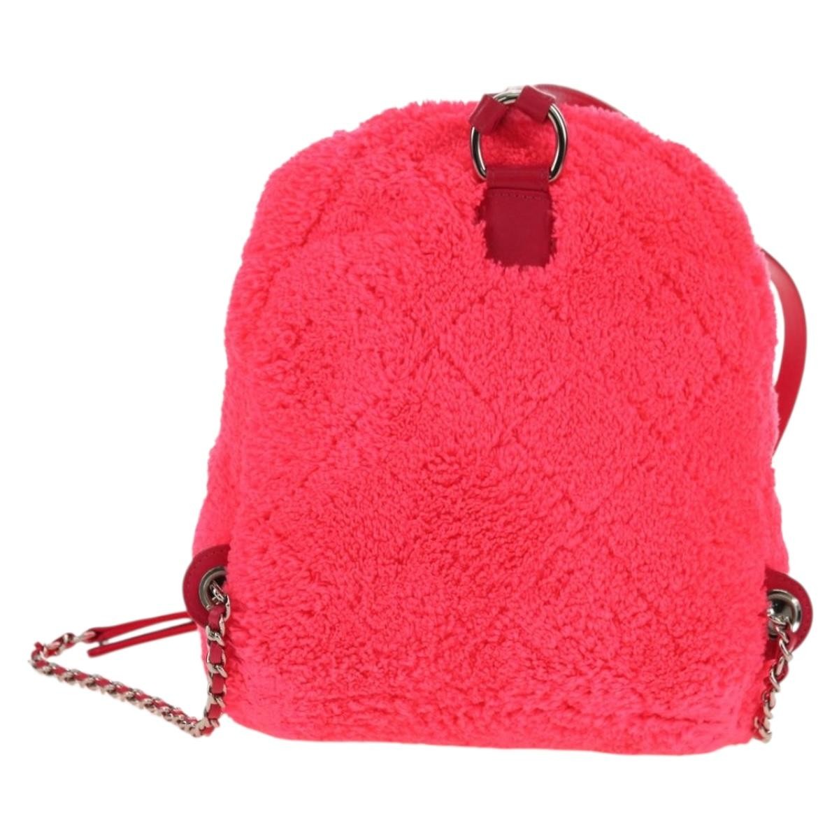 Chanel Coco Beach Quilted Terry Cloth Pink Faux_Fur Backpack Bag (Pre-Owned)