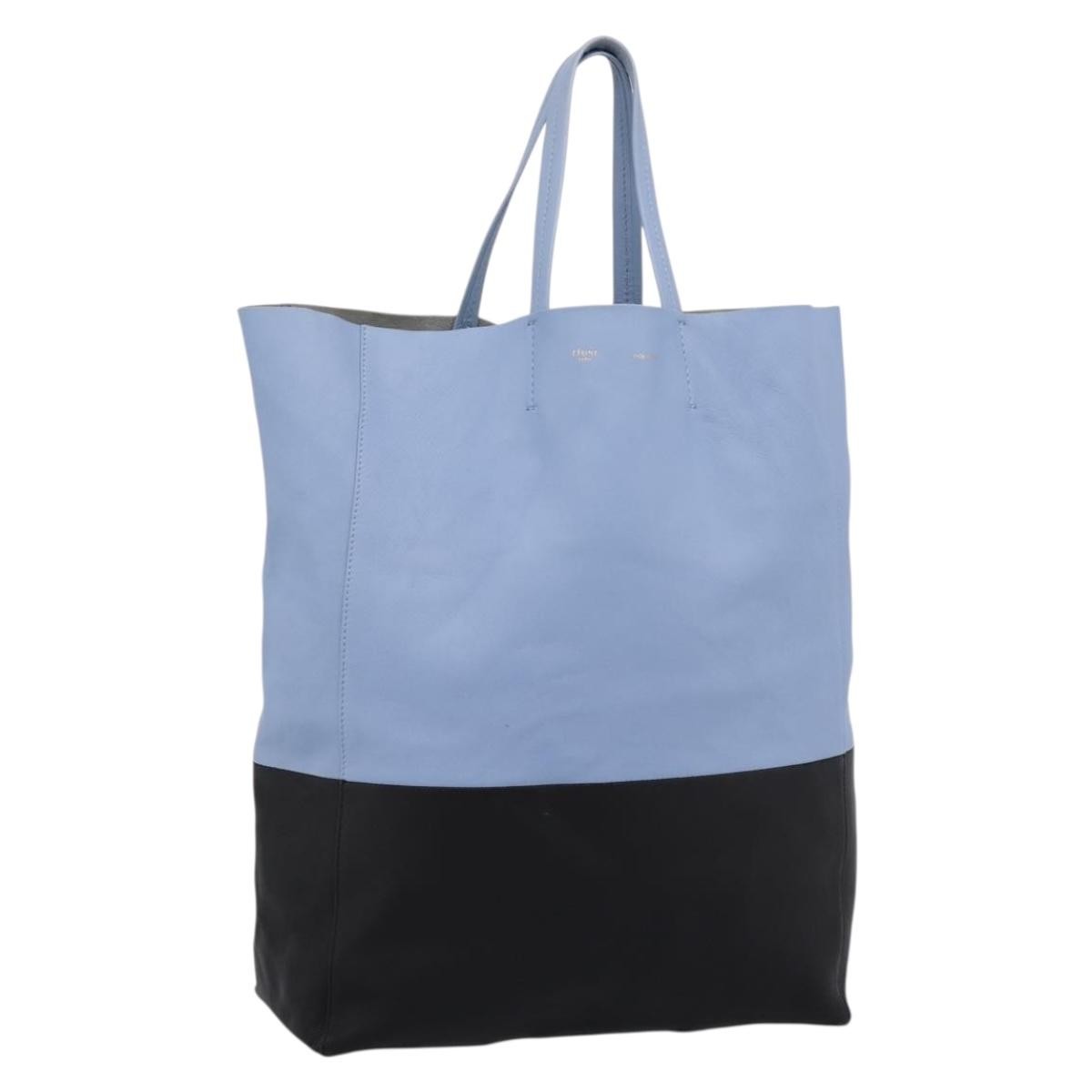 Celine Vertical Bi-Cabas Leather Blue Leather Tote Bag Bag (Pre-Owned)