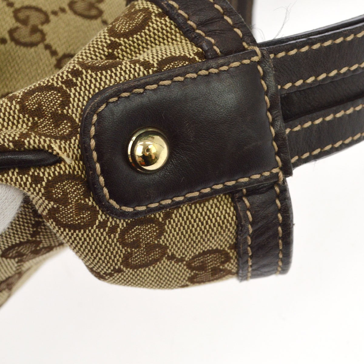 Gucci Wave Hobo Gg Canvas Beige Canvas Shoulder Bag Bag (Pre-Owned)