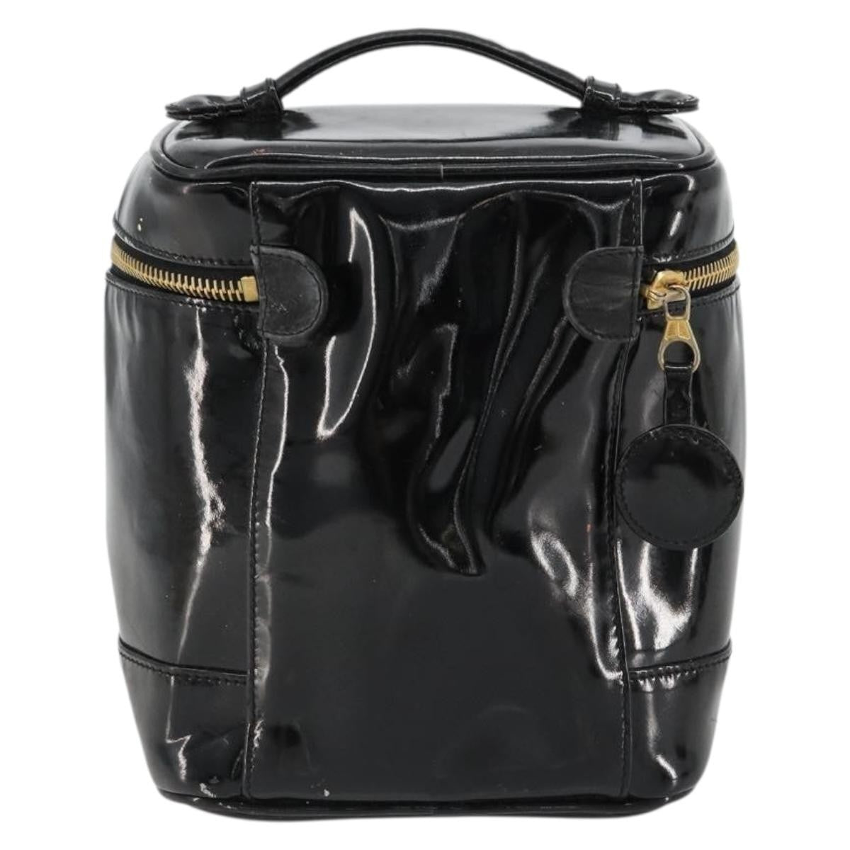 Chanel Vintage Timeless Cosmetic Case Patent Black Patent_Leather Handbag (Pre-Owned)