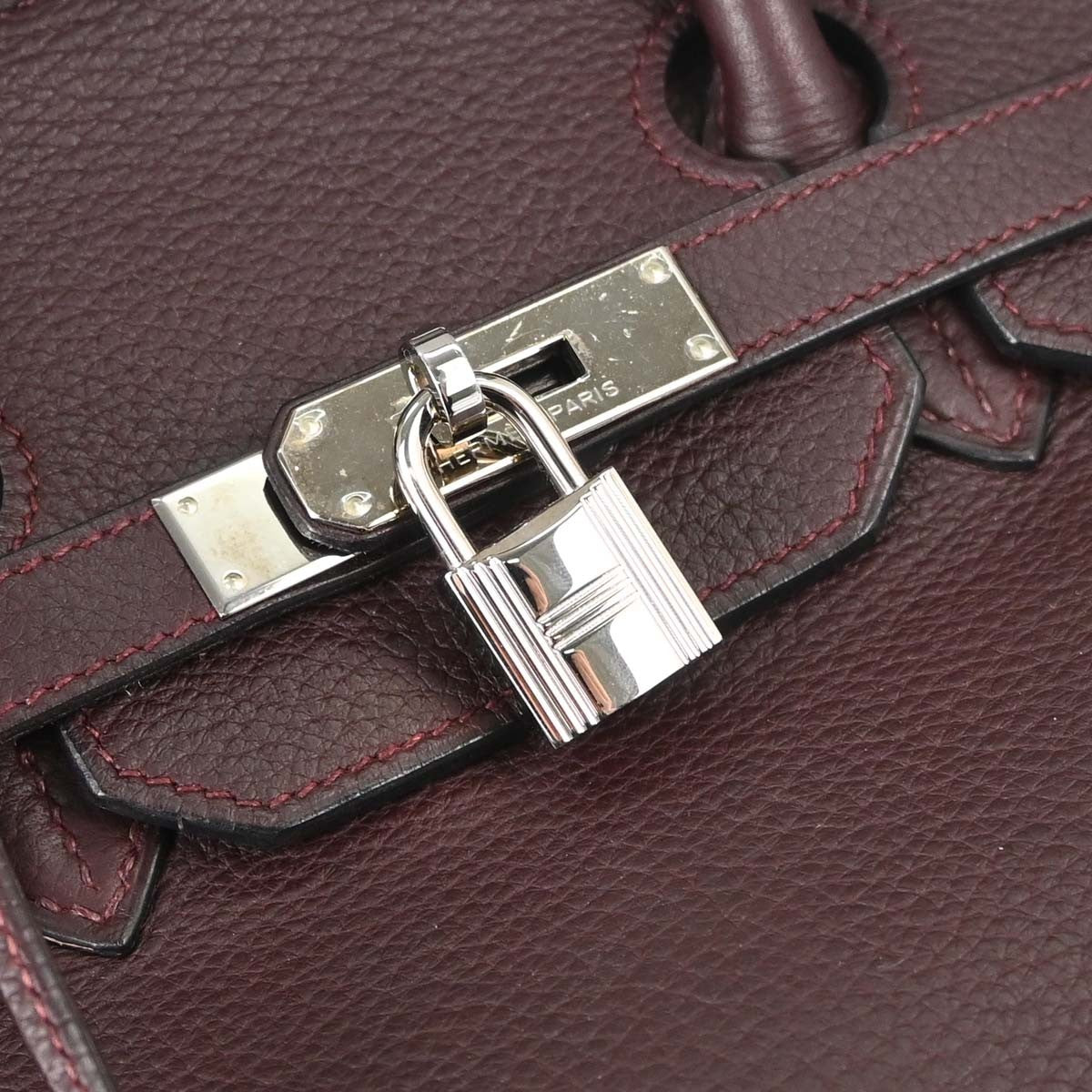 Hermes Birkin Purple Togo With Palladium Hardware Burgundy Leather Handbag (Pre-Owned)