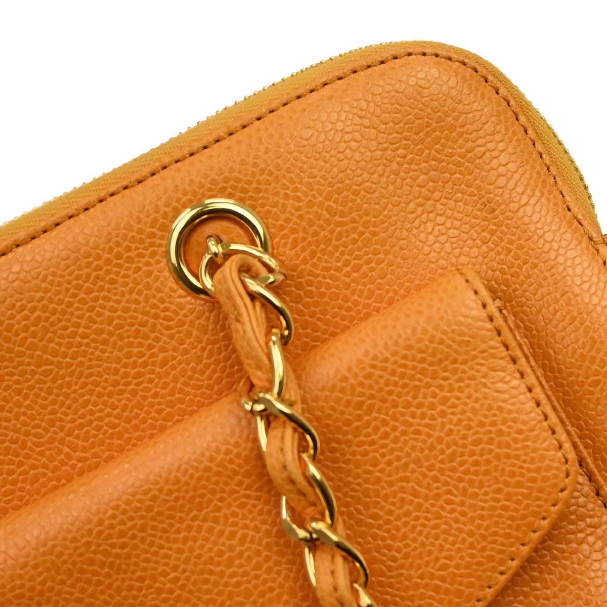 Chanel Vintage Front Pocket Leather Orange Leather Shoulder Bag Bag (Pre-Owned)
