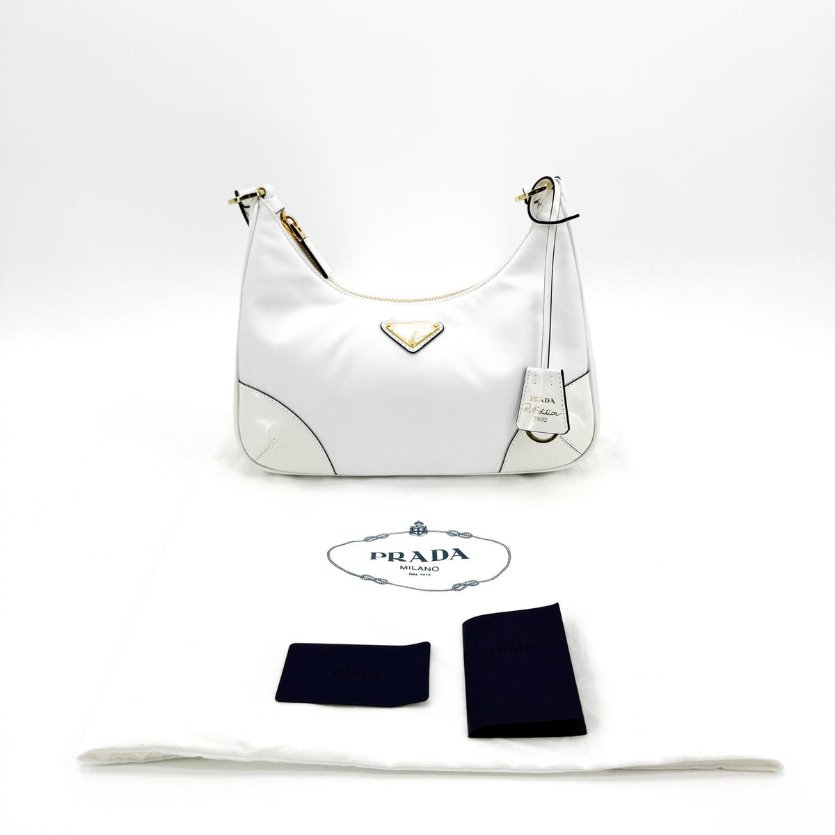 Prada Re-Edition 2004 Nylon And Leather White Nylon Shoulder Bag Bag (Pre-Owned)