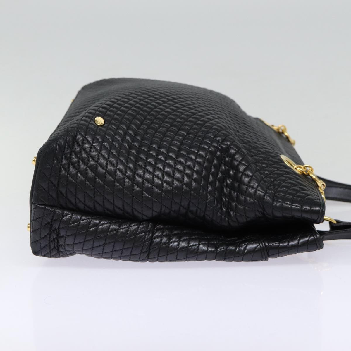 Bally Vintage Quilted Leather Black Leather Tote Bag Bag (Pre-Owned)