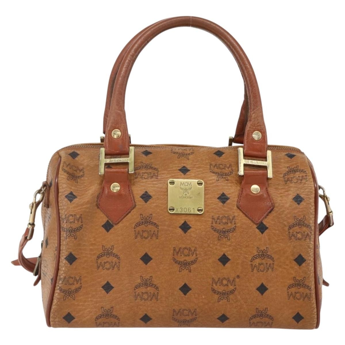 MCM Visetos Logogramme Leather Brown Leather Handbag (Pre-Owned)