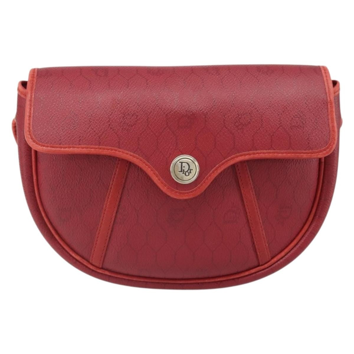 Christian Dior Vintage Honeycomb Flap Coated Canvas Red Pvc Shoulder Bag Bag (Pre-Owned)