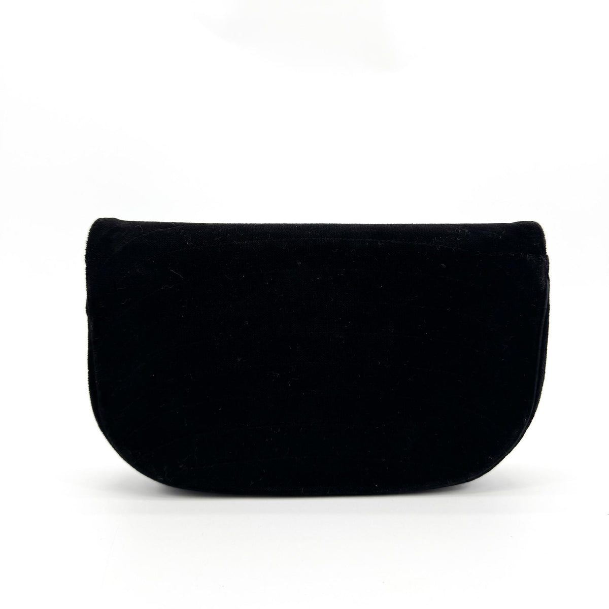 Chanel Cc Half Moon Clutch Quilted Velvet Black Velvet Clutche & Pouche Bag (Pre-Owned)
