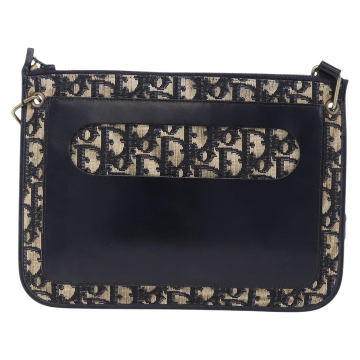 Christian Dior Trotter Shoulder Canvas Navy Canvas Handbag (Pre-Owned)