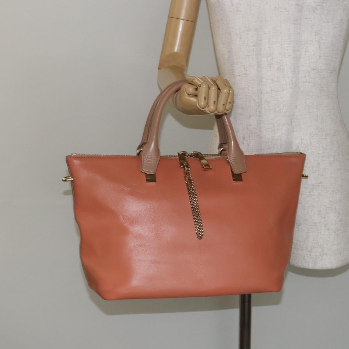Chloe Bicolor Baylee Satchel Leather Orange Leather Handbag (Pre-Owned)