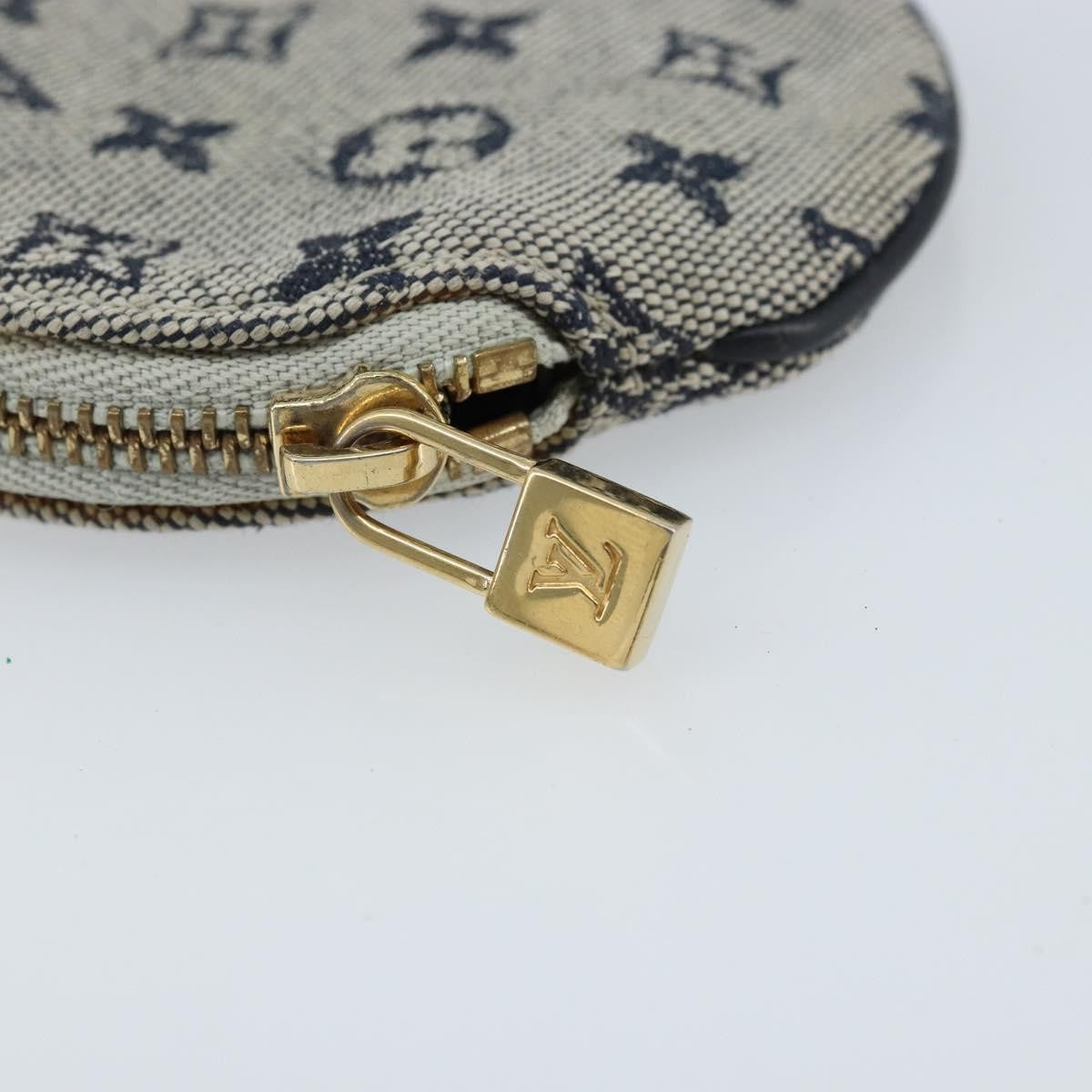 Louis Vuitton Round Coin Purse Mini Lin Blue Canvas Clutche & Pouche Bag (Pre-Owned)