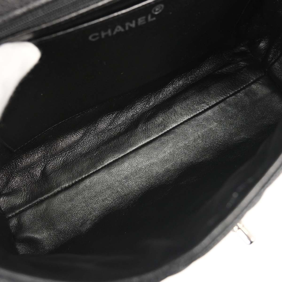 Chanel Vintage Classic Top Handle Flap Quilted Caviar Black Calfskin Handbag (Pre-Owned)
