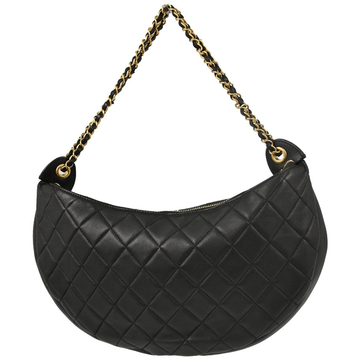 Chanel All About Chains Waist Quilted Lambskin Black Leather Handbag (Pre-Owned)