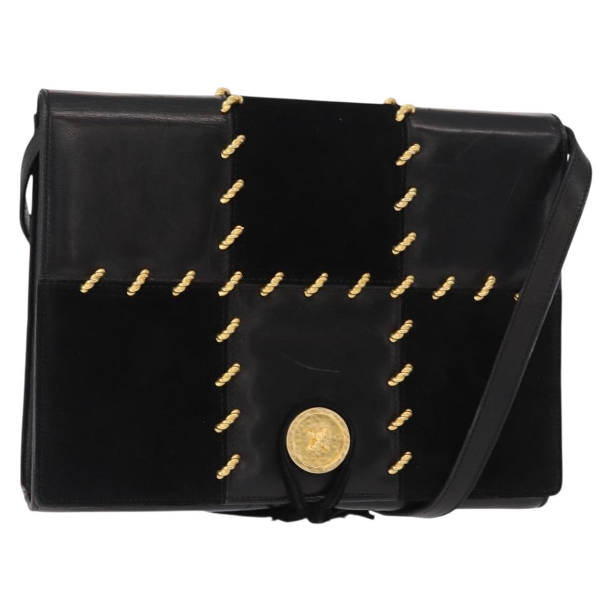 Salvatore Ferragamo Gancini Suede Black Suede Shoulder Bag Bag (Pre-Owned)