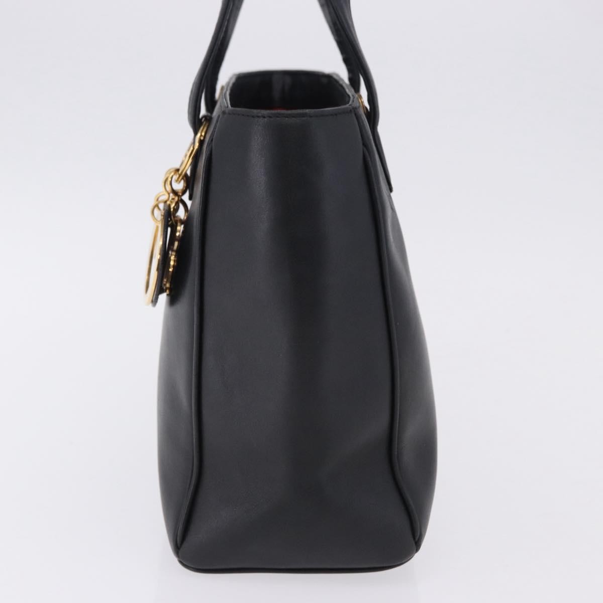 Christian Dior Vintage Tote Leather Black Leather Tote Bag Bag (Pre-Owned)