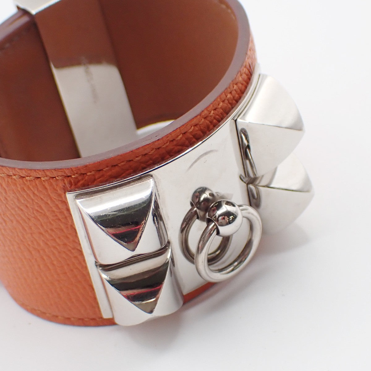 Hermes Collier De Chien Leather Orange Leather Bracelet Jewelry (Pre-Owned)