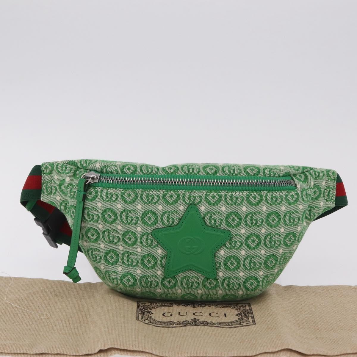 Gucci Children's Belt Gg Canvas Green Canvas Handbag (Pre-Owned)