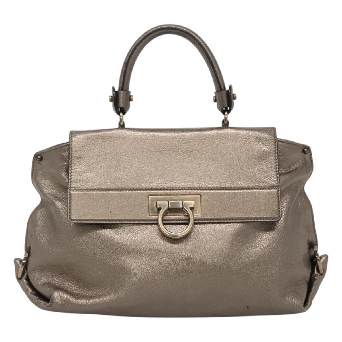 Salvatore Ferragamo Sofia Satchel Leather Gold Leather Handbag (Pre-Owned)