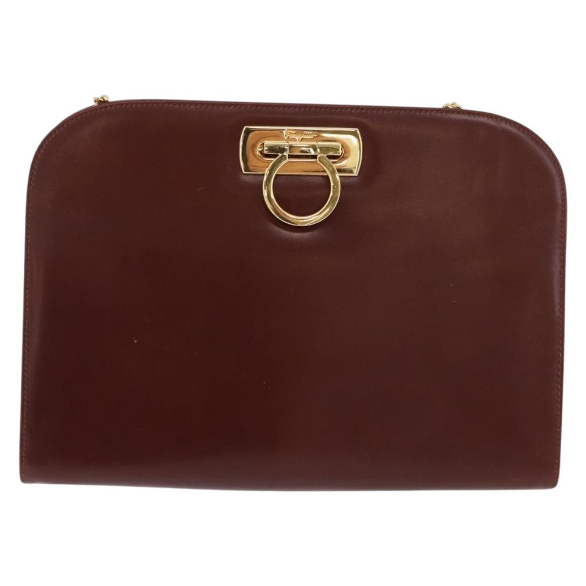 Salvatore Ferragamo Vintage Gancini Chain Leather Brown Leather Shoulder Bag Bag (Pre-Owned)