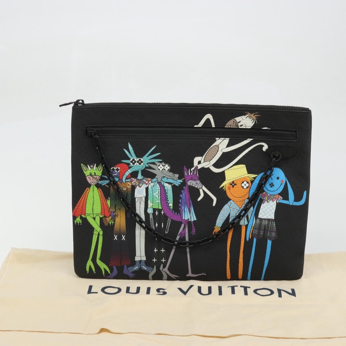 Louis Vuitton Lv Friends A4 Printed Monogram Taurillon Leather Black Canvas Clutche & Pouche Bag (Pre-Owned)