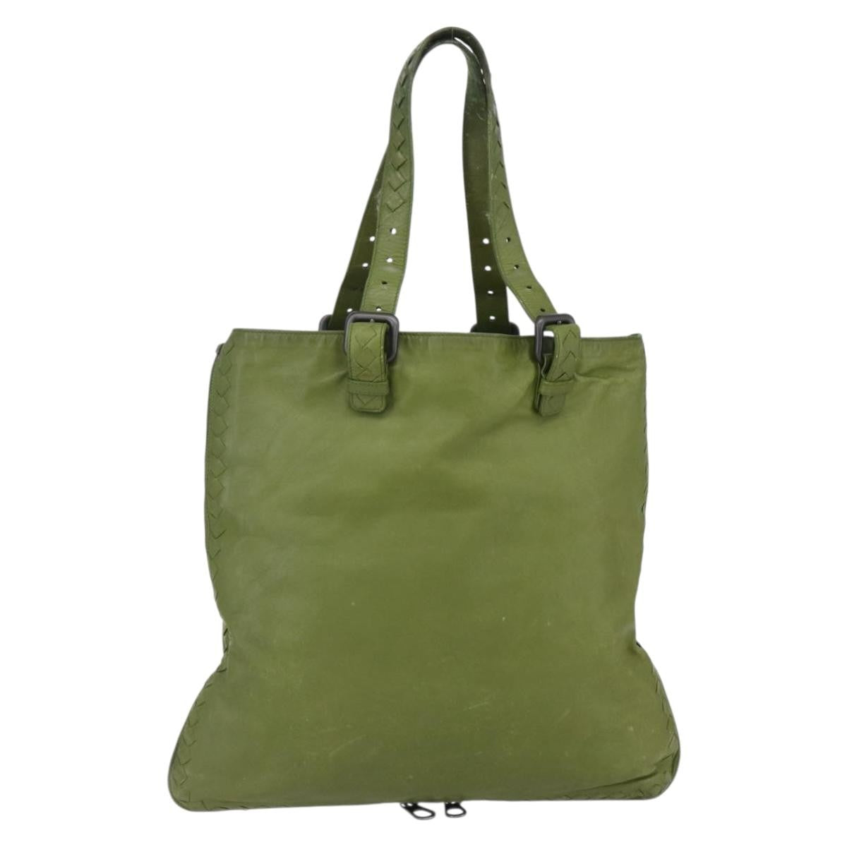 Bottega Veneta Intrecciato Leather Green Leather Shoulder Bag Bag (Pre-Owned)