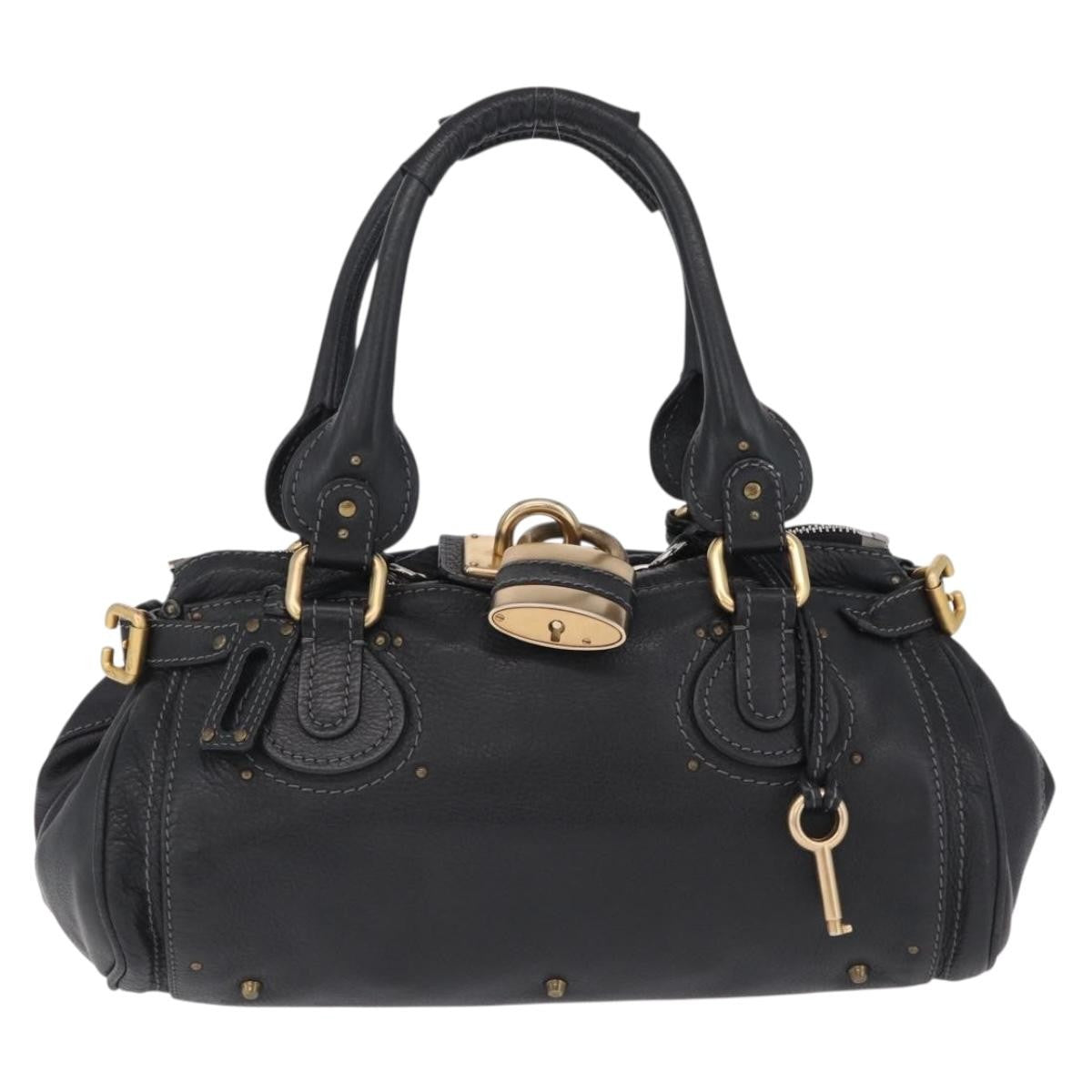 Chloe Paddington Lock Leather Black Leather Handbag (Pre-Owned)