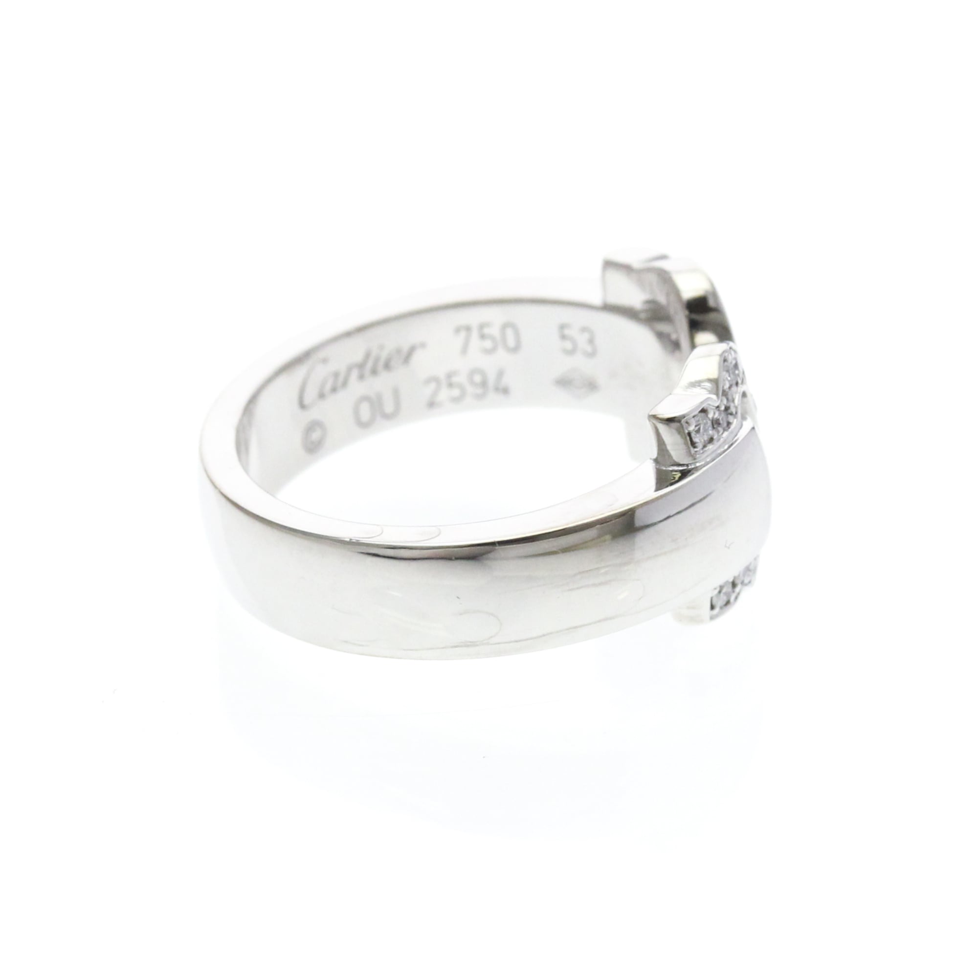 Cartier 2C De Cartier 18K White Gold Silver White_Gold Ring Jewelry (Pre-Owned)