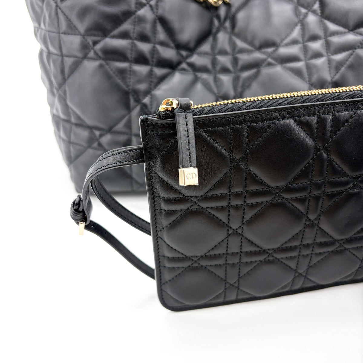 Christian Dior Toujours Macrocannage Quilt Calfskin Black Leather Tote Bag Bag (Pre-Owned)
