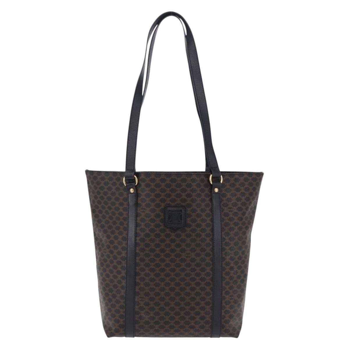 Celine Vintage Macadam Canvas And Leather Black Canvas Shoulder Bag Bag (Pre-Owned)