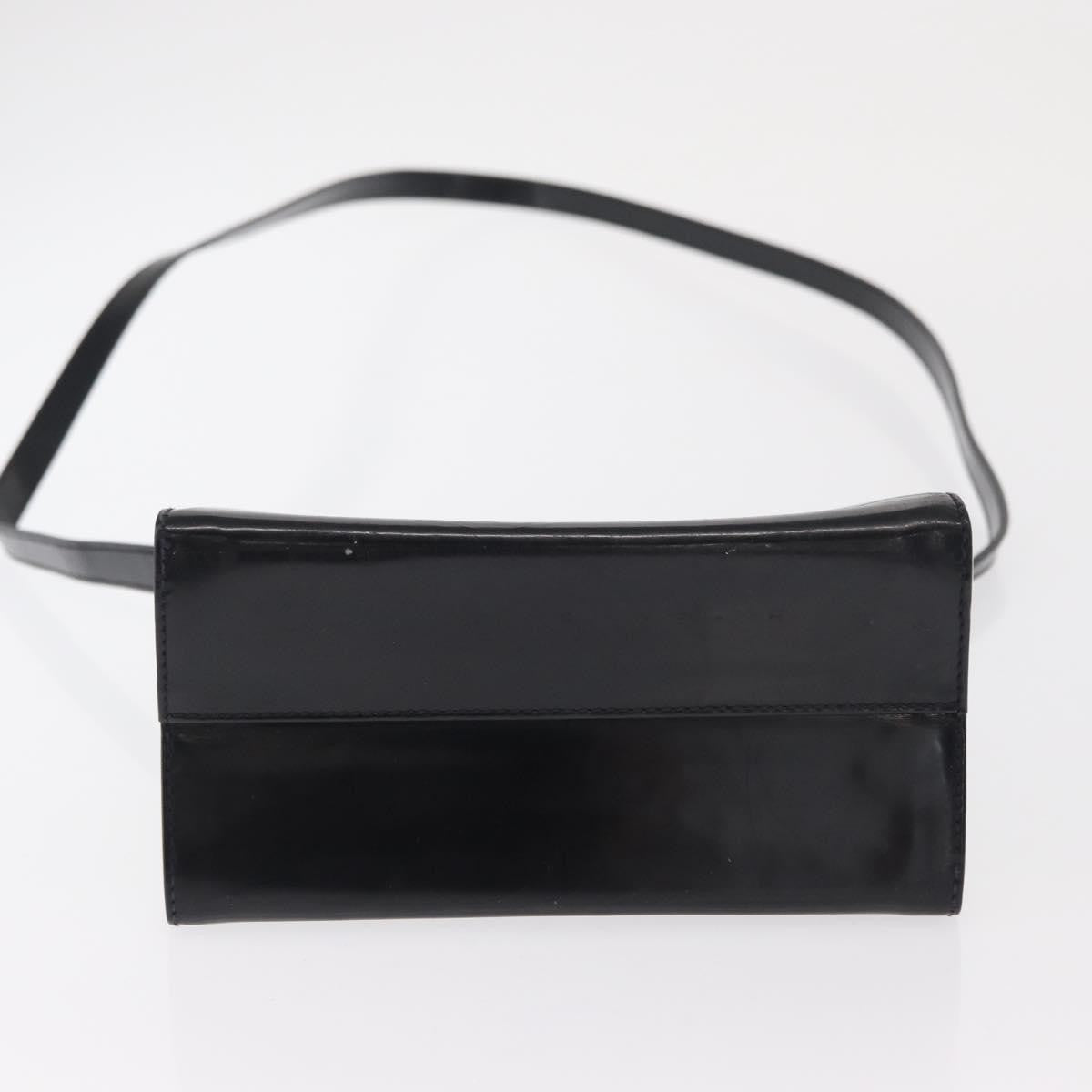 Salvatore Ferragamo Gancini Patent Leather Black Patent_Leather Handbag (Pre-Owned)
