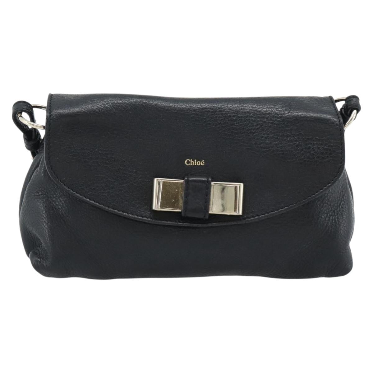 Chloe Lily Leather Black Leather Shoulder Bag Bag (Pre-Owned)
