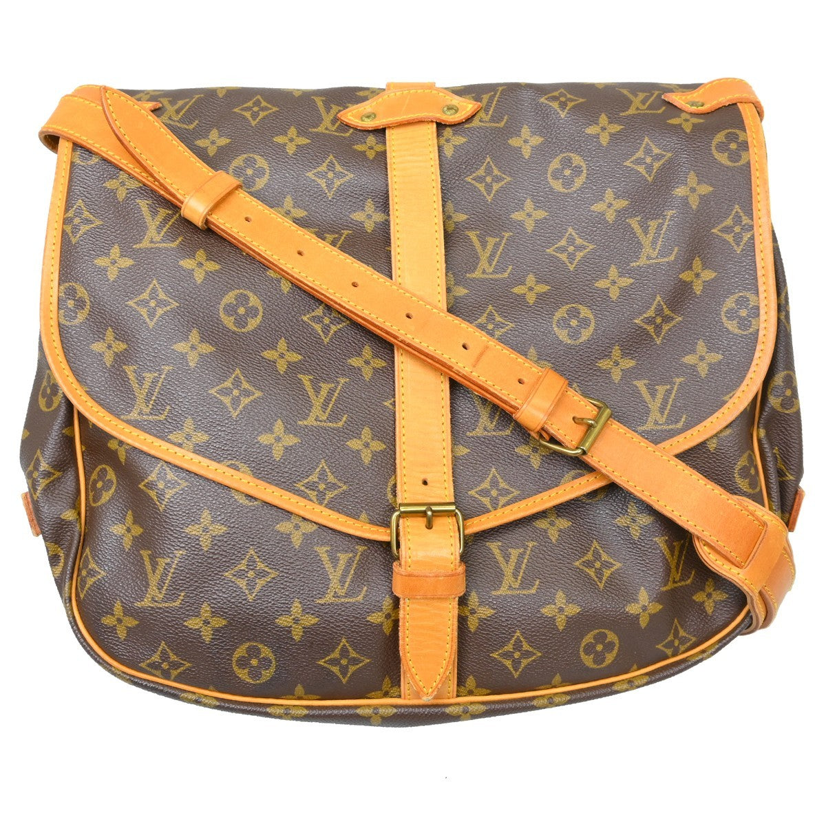 Louis Vuitton Saumur Monogram Canvas Brown Canvas Shoulder Bag Bag (Pre-Owned)