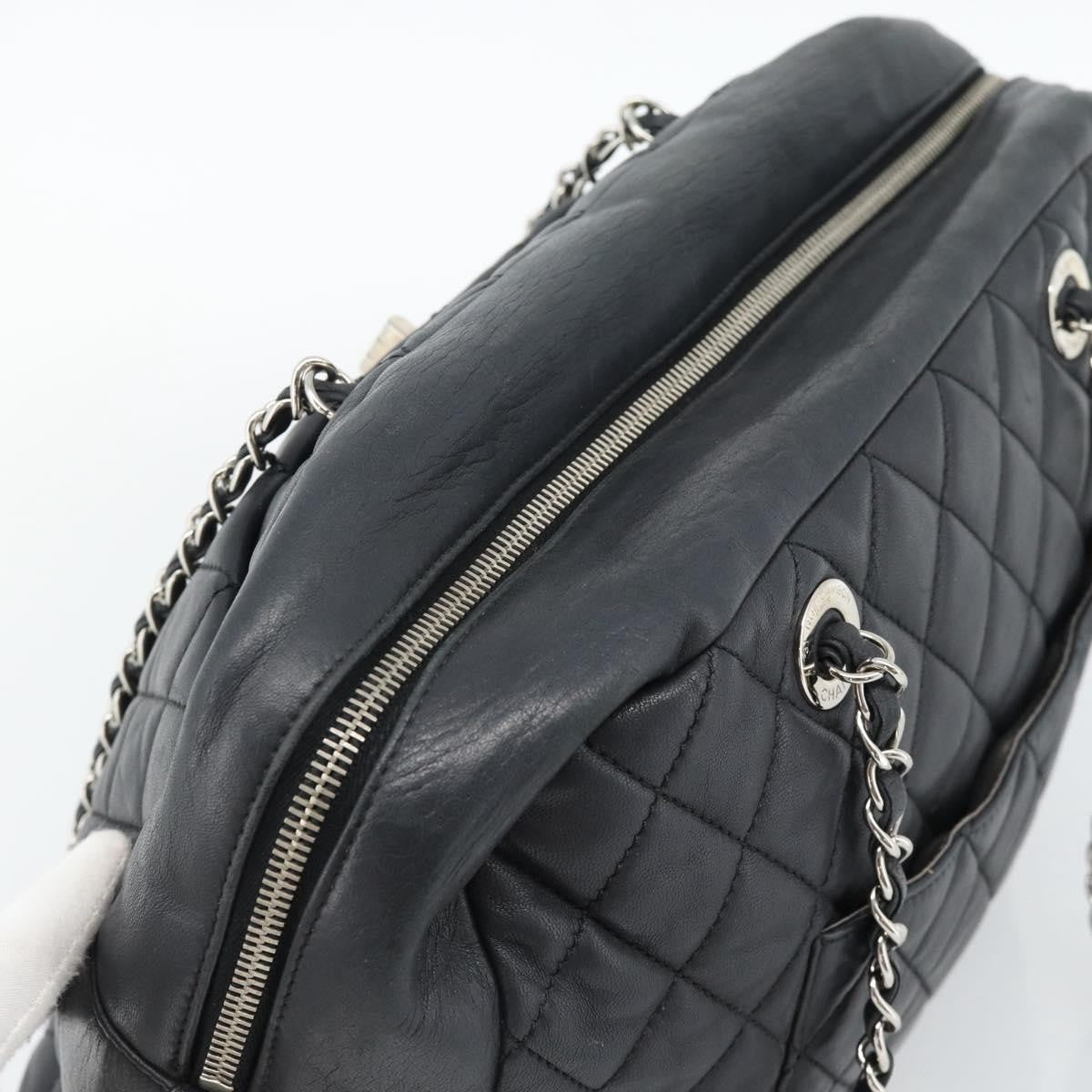Chanel Mademoiselle Chain Quilted Lambskin Black Leather Shoulder Bag Bag (Pre-Owned)