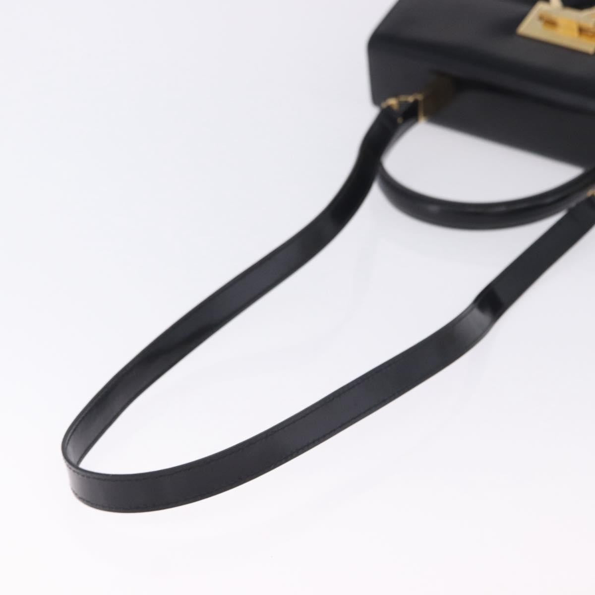 Salvatore Ferragamo Gancini Top Handle Leather Black Patent_Leather Handbag (Pre-Owned)