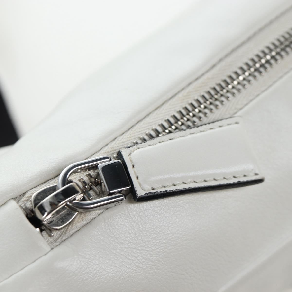 Prada Triangle Logo Wristlet Embossed Leather White Leather Clutche & Pouche Bag (Pre-Owned)