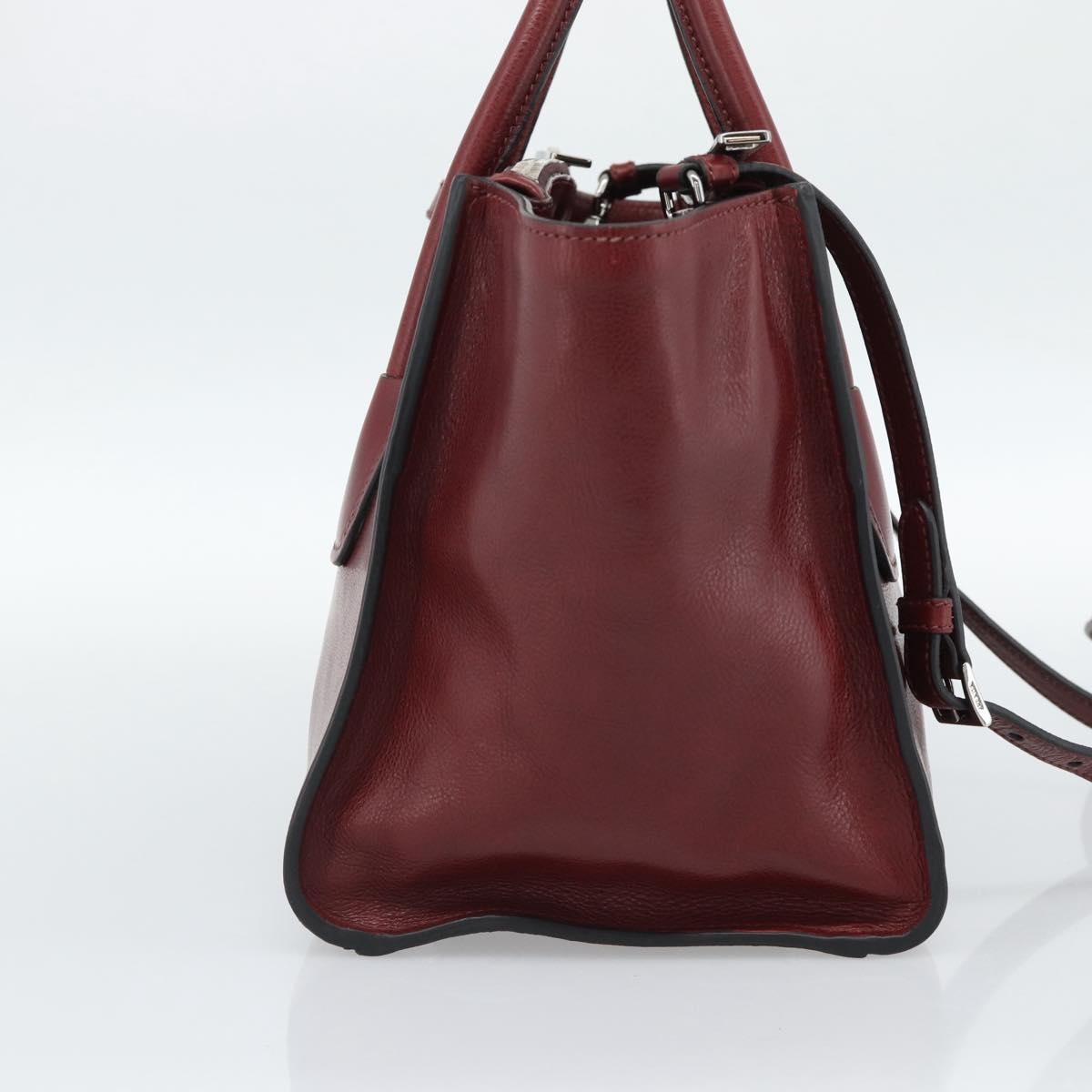 Prada Double Zip Lux Saffiano Leather Red Leather Tote Bag Bag (Pre-Owned)