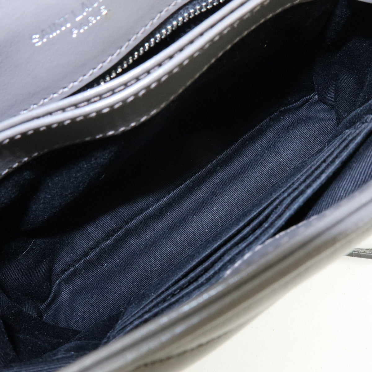 Saint Laurent Loulou Matelasse Chevron Leather Gray Leather Shoulder Bag Bag (Pre-Owned)