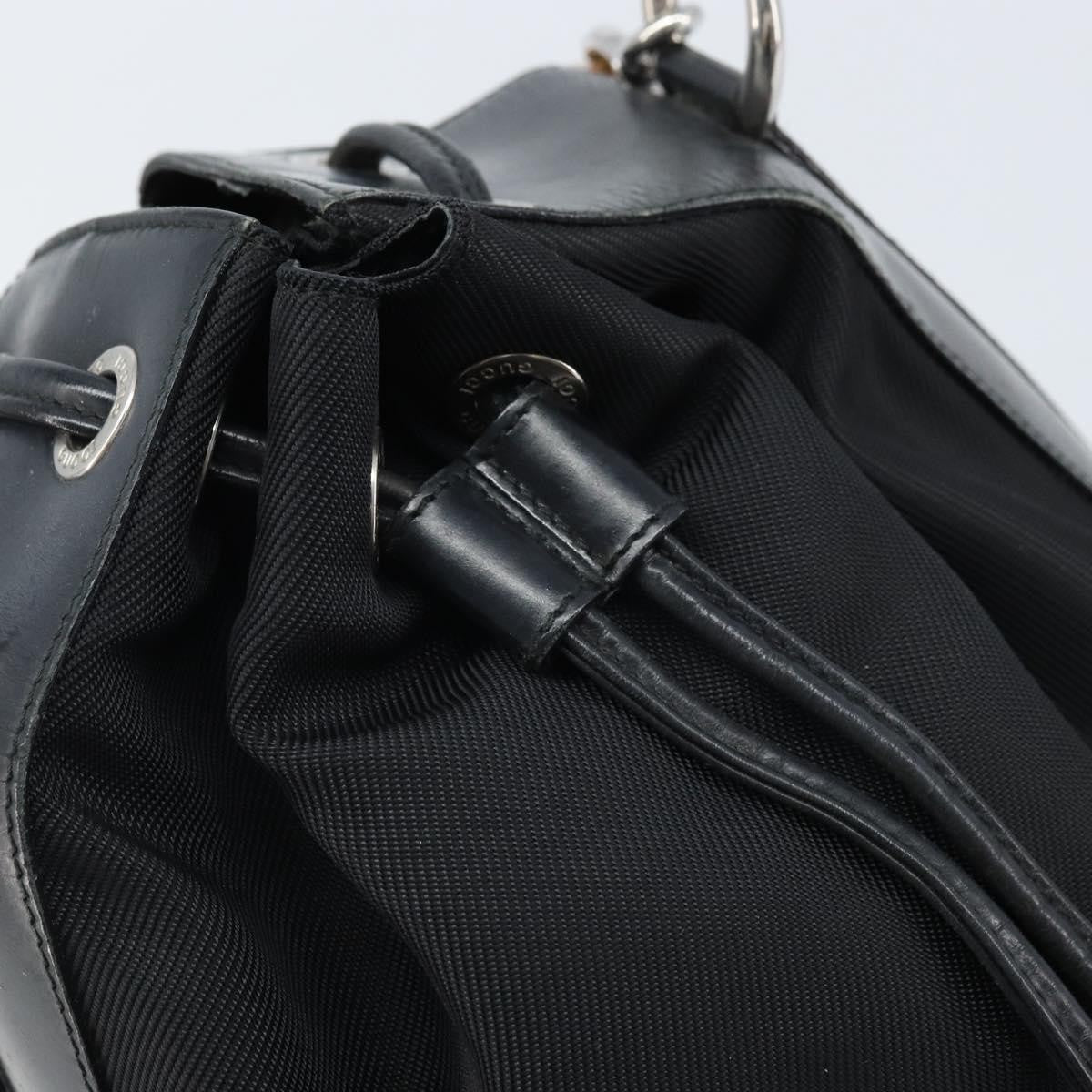 Gucci Vintage Bamboo Bucket Nylon And Leather Black Nylon Handbag (Pre-Owned)