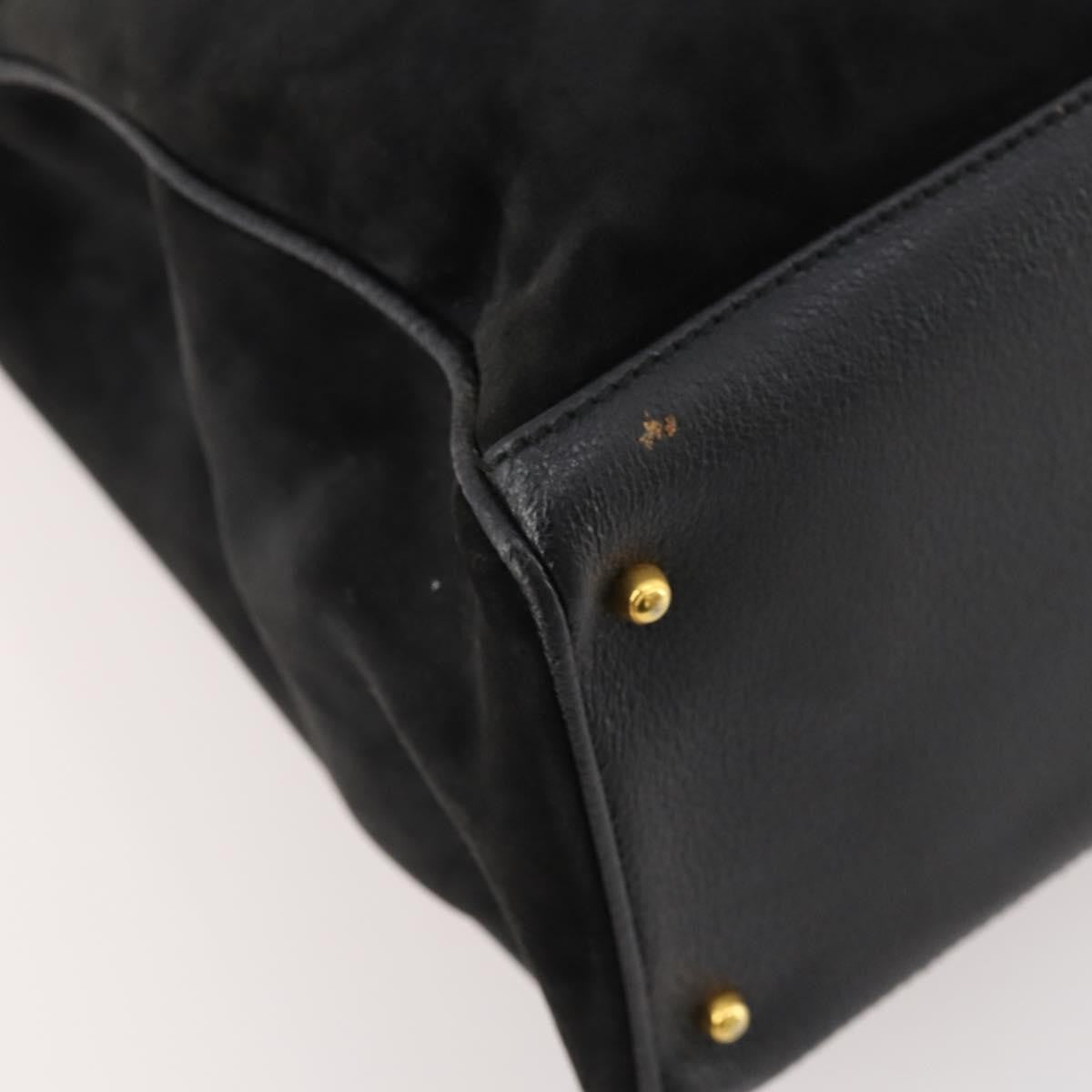Gucci Bamboo Suede Black Suede Tote Bag Bag (Pre-Owned)