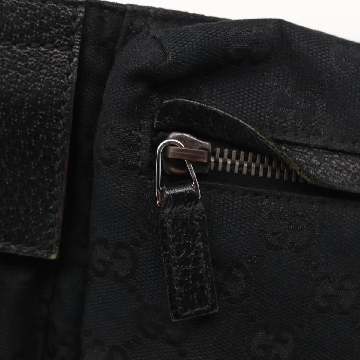 Gucci Vintage Double Belt Gg Canvas With Leather Black Canvas Handbag (Pre-Owned)