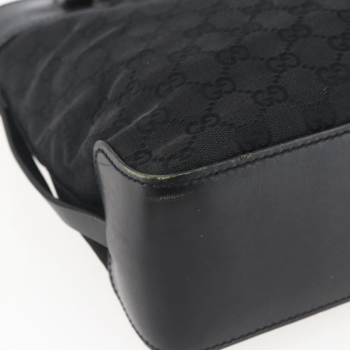 Gucci Belted Bucket Tote Gg Canvas With Leather Black Canvas Tote Bag Bag (Pre-Owned)