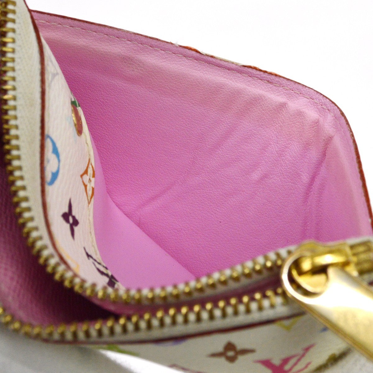 Louis Vuitton Pochette Clés Nm Monogram Multicolor Canvas White Calfskin Wallets Accessory (Pre-Owned)