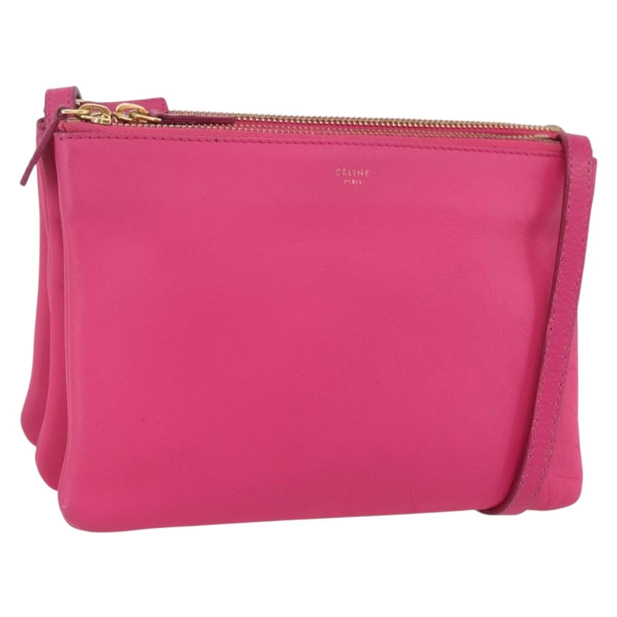 Celine Trio Leather Pink Leather Shoulder Bag Bag (Pre-Owned)
