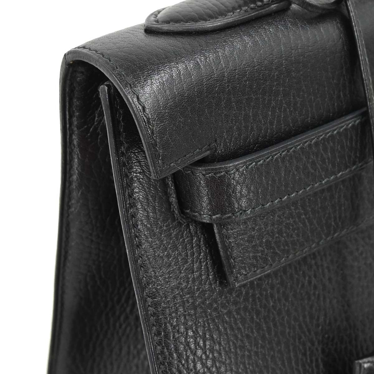 Hermes Kelly Black Ardennes With Gold Hardware Black Leather Handbag (Pre-Owned)