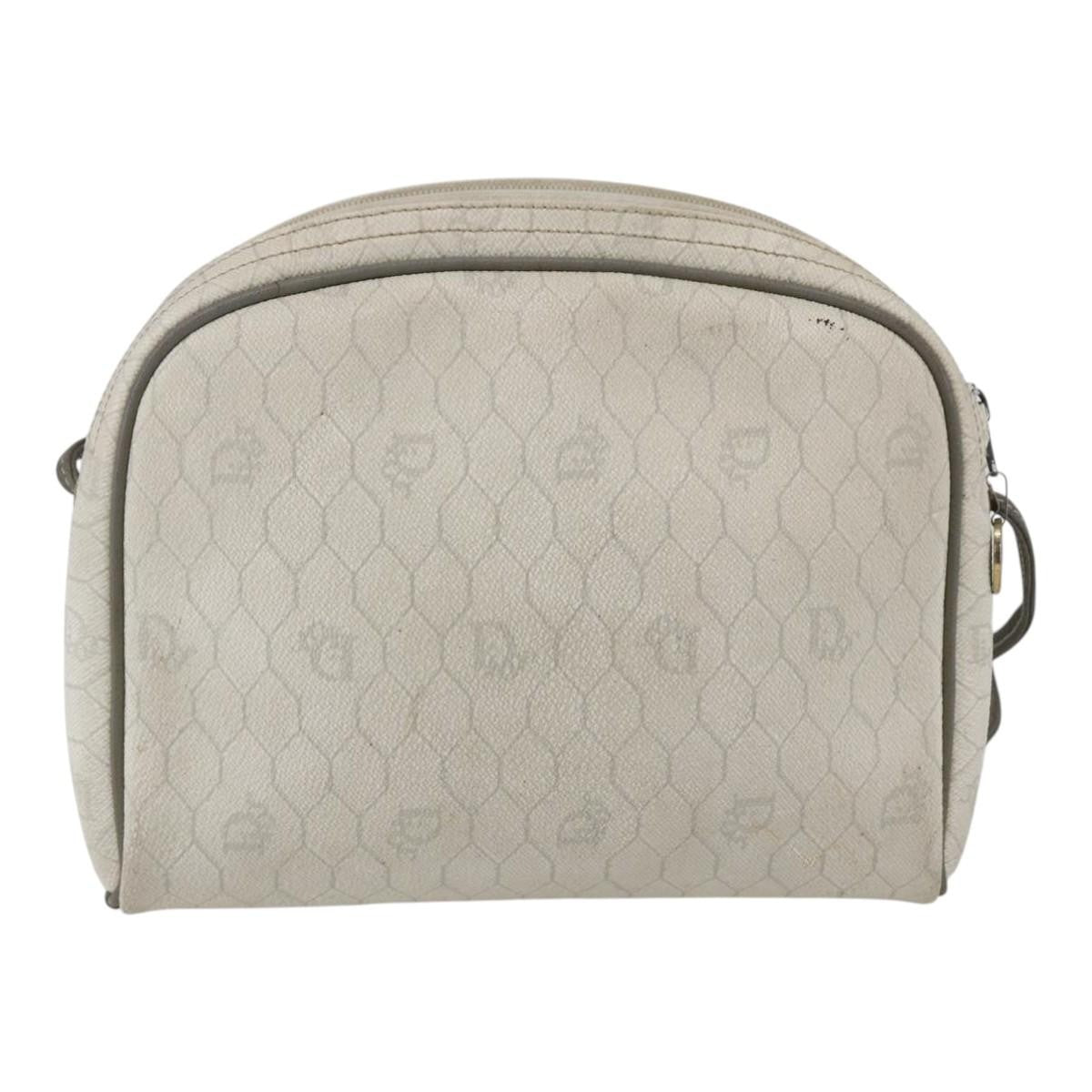 Christian Dior Vintage Honeycomb Canvas And Leather White Canvas Shoulder Bag Bag (Pre-Owned)