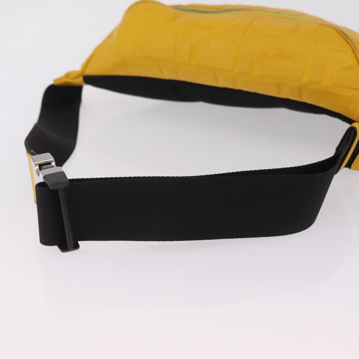 Fendi Zip Waist Zucca Embossed Leather Yellow Canvas Handbag (Pre-Owned)